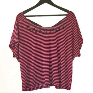 Charlotte  Russe Gem Salmon Navy Striped Blouse
